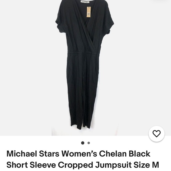 Michael Stars Women’s Chelan Black Short Sleeve Cropped Jumpsuit Size M - Picture 1 of 4